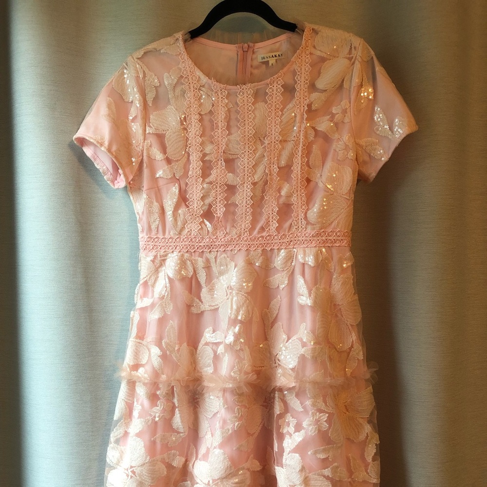 NWOT Jessakae pink sequined dress, size large